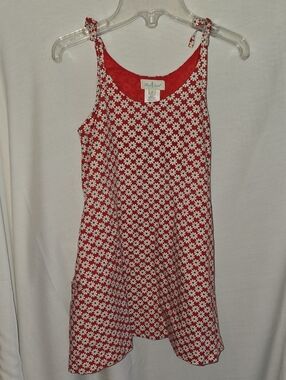 Girls' Red Daisy Print Tie-Shoulder Casual Dress